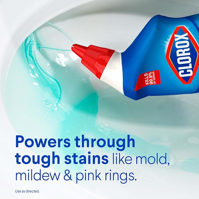 Clorox Toilet Bowl Cleaner Clinging Bleach Gel, Kills 99.9% of Bacteria and Viruses, Ocean Mist, 24 Fl Oz, Pack of 2