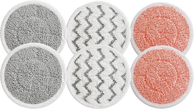 3897A Pads Replacement for Bissell SpinWave SmartSteam Scrubbing Steam Mop | ONLY for 3897A / 3712 Model, Washable & Reuseable Rotating Steam Cleaner Mop Refill Head Pads, 6 Pack