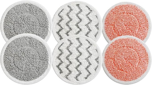 3897A Pads Replacement for Bissell SpinWave SmartSteam Scrubbing Steam Mop | ONLY for 3897A / 3712 Model, Washable & Reuseable Rotating Steam Cleaner Mop Refill Head Pads, 6 Pack