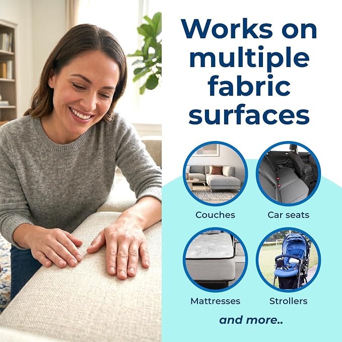 Carbona Oxy Powered Upholstery Cleaner with Brush & Sponge (13.5 Fl Oz), Stain Remover for Couches, Car Seats & Mattresses. Fast Formula, No Residue