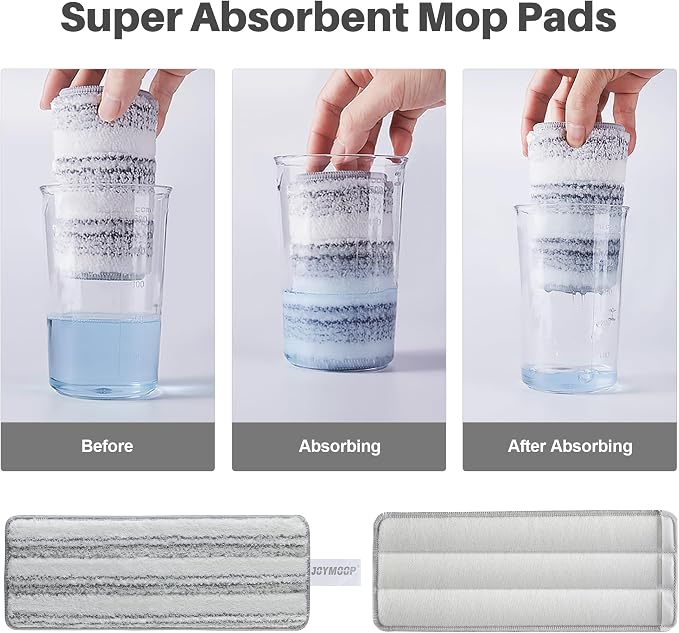 JOYMOOP Flat Mop Replacement Pads, Microfiber Cleaning Refills, Washable Stripe Pads, 13 inch, Pack of 4 for Flat Mop and Mop Bucket System