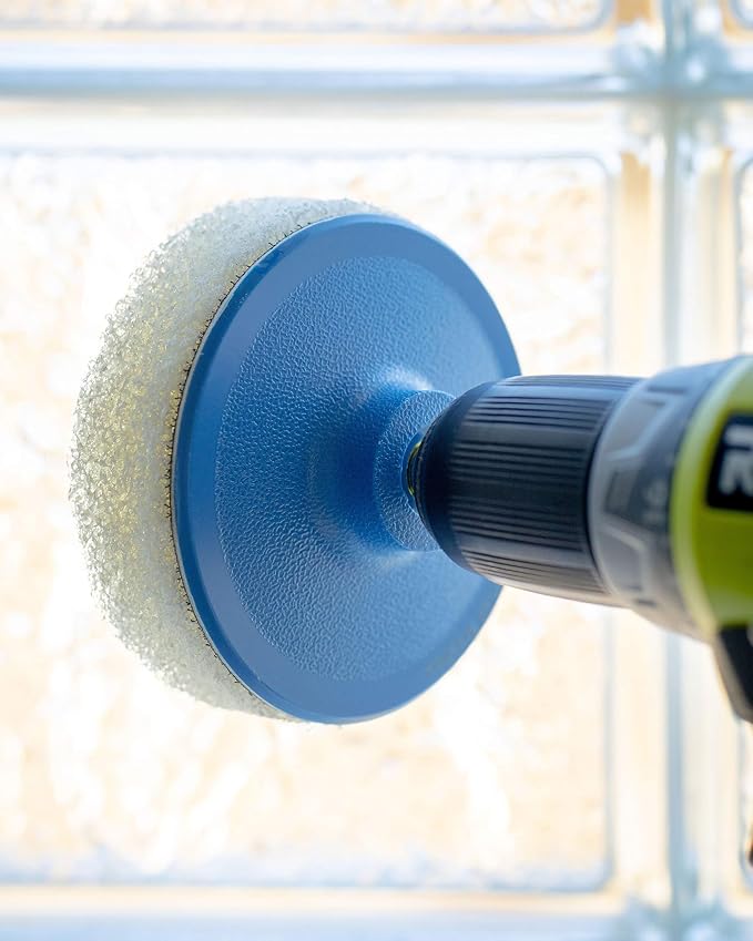 Bring It On Cleaner Hard Water Stain Remover 16 oz | Glass, Soap Scum Remover for Shower Glass, Fiberglass, Windows, Tile and Grout Cleaner, and Includes Scrubbing Drill Pads
