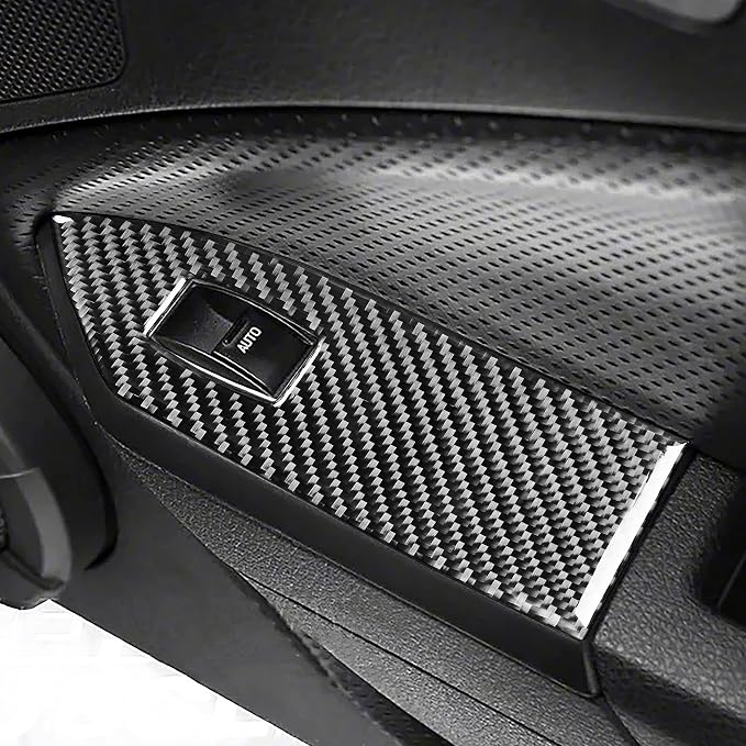Real Carbon Fiber Trim for Ford Mustang GT Shelby Accessories | for 2005 2006 2007 2008 2009，Window Lift Switch Panel Cover，Thick Overlay Sticker Decal