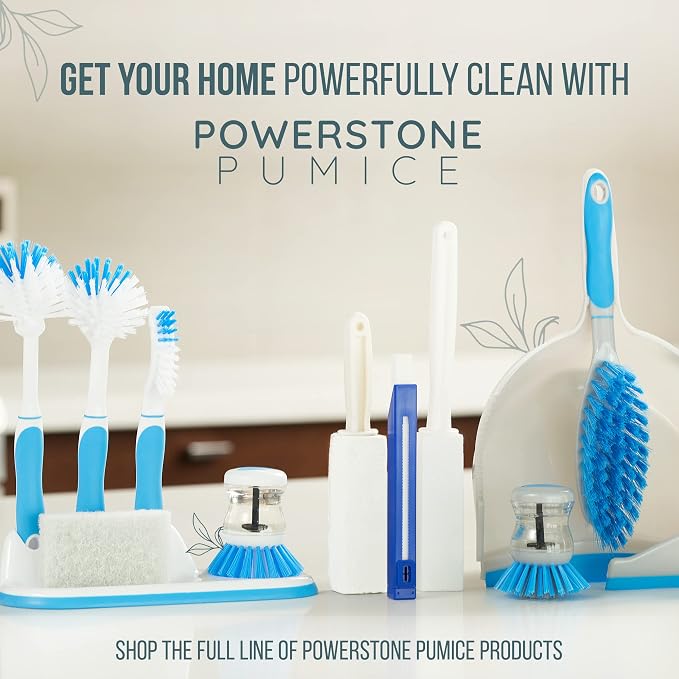 Powerstone Pumice Stone Toilet Bowl Cleaner with Extra Long Handle - 4 Pack | 3'' Longer Handle | Remove Hard Water Stains, Rings & Limescale from Toilets, Bathtubs, Sinks, Pools, BBQ