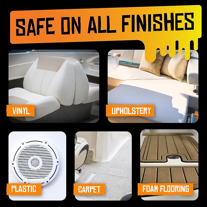 Boat Juice Interior 2-in-1 Vinyl Boat Seat Cleaner & Ceramic UV Protectant Spray | Marine Interior Detailing | Upholstery, Carpet & Plastic | Orange Creamsicle Scent | Made in USA