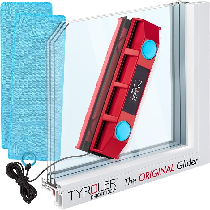 Tyroler Bright Tools The Glider D-2 Magnetic Window Cleaner for Double Glazed Windows. Fit to 0.3in - 0.7in Window Thickness. Glass Cleaner | | Double Sided Outside Window Cleaner Tool Fits Windows 0.3"-0.7" Thick | Magnet Window Cleaner Tool, Magnetic...