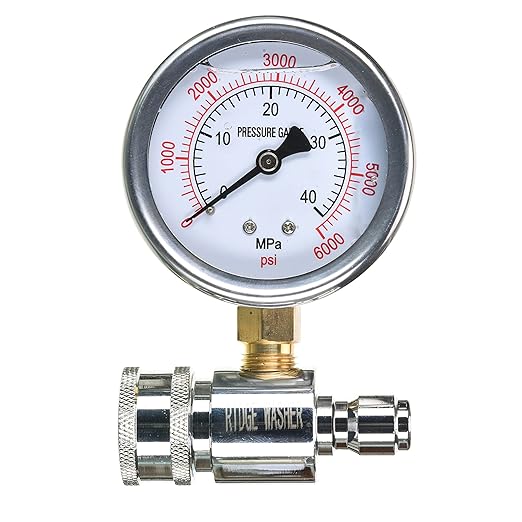 RIDGE WASHER Pressure Washer Gauge with 3/8'' Quick Connect Socket and Plug | 6000 PSI
