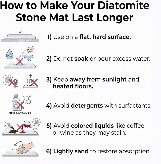 Stone Dish Drying Mat for Kitchen Counter – Large 24"×16" Instant-Dry Diatomaceous Earth Drying Mat, Foldable Quick-Dry Dish Drying Pad, Kitchen Mat