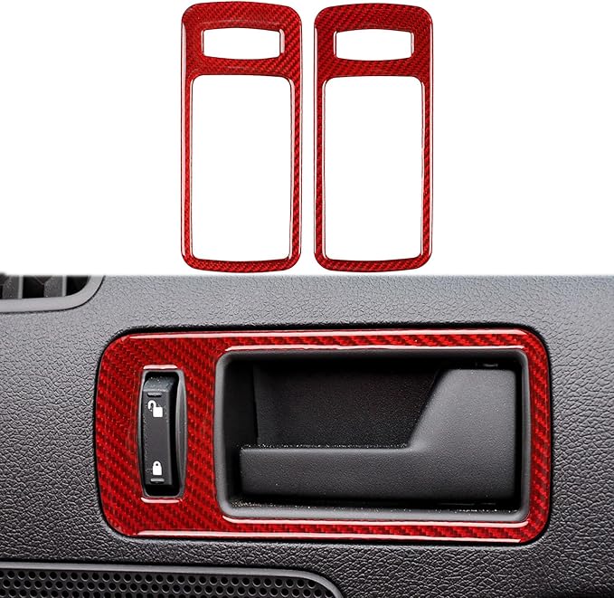 Real Carbon Fiber Trim for Ford Mustang Accessories | for 2009 2010 2011 2012 2013 2014 Inner Door Handle Bowl Frame Cover Interior Thick Overlay Decal