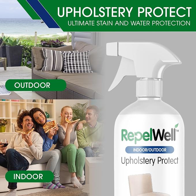 Non Toxic Fabric Protector Spray for Upholstery & Furniture, 24 oz | Helps repel water, coffee, wine, food, dirt and everyday spills from upholstery.