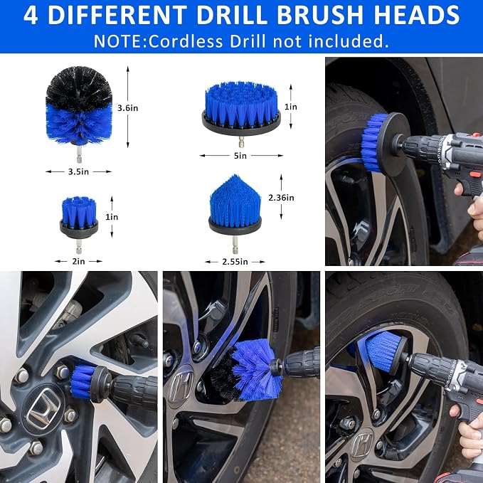 30Pcs Car Detailing Brush Set, Car Detailing Kit, Auto Detailing Drill Brush Set, Car Detailing Brushes, Car Wash Cleaning Tools Kit for Interior, Exterior, Wheels, Blue