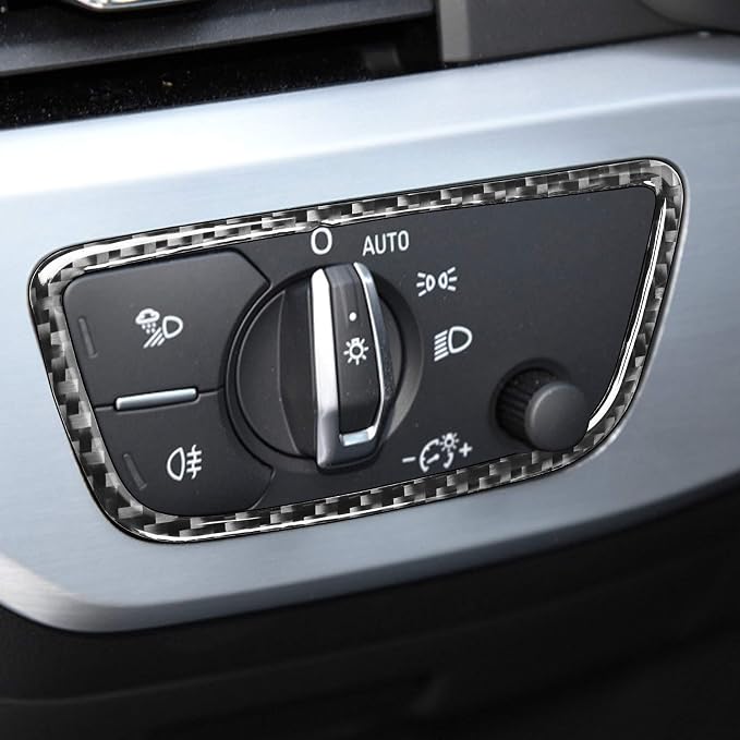 Real Carbon Fiber Trim for Audi Accessories | for B9 A4 S4 A5 S5 2020-2025 / RS5 2021-2025 Headlight Switch Panel Interior Thick Overlay Decal - B