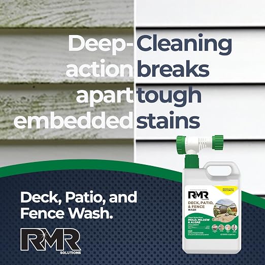RMR Deck, Patio, & Fence Wash - Commercial-Grade Outdoor Stain Remover for Mold, Mildew, and Algae, 64 Ounce Bottle with Hose-End Adapter