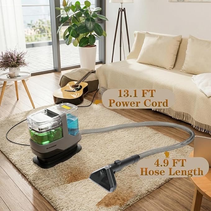 Carpet Spot Cleaner Machine, Mini Portable Upholstery & Couch Shampooer | 17KPa Suction, Deep Cleaning Compact Handheld Car Shampoo Machine for Sofa, Rug, Stairs & Pet Stains