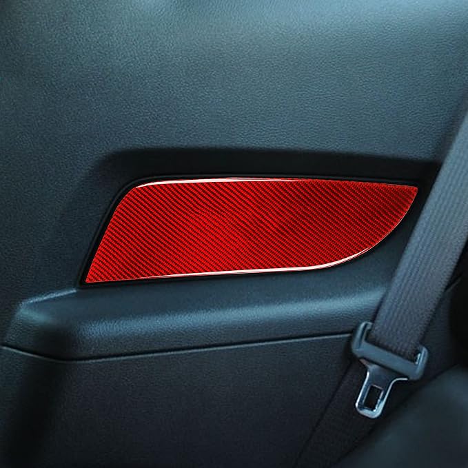 Real Carbon Fiber Trim for Ford Mustang Accessories | for 2009 2010 2011 2012 2013 2014 Rear Door Armrest Panel Cover Interior Thick Overlay Decal