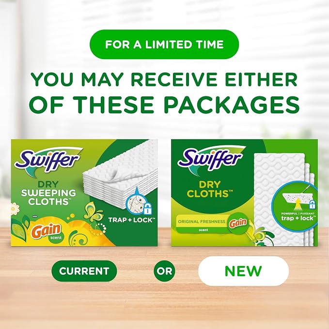 Swiffer Sweeper Dry Sweeping Cloth Refills,Gain Original,32 Count (Pack of 4)