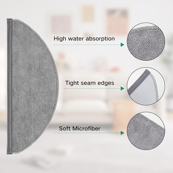 6 Pack Reusable Mop Pads for Roborock Q10 X5 / Q10 X5+ Robot Vacuum | Microfiber Washable Mop Cloth | Replacement Parts | Accessories Kit