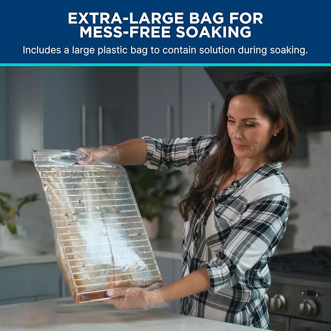 Carbona Oven Rack & Grill Cleaner Kit, Includes Bag & Gloves, Eliminates Thick Grease, Grime & Baked-On Food, Unscented Formula, No Scrubbing Required