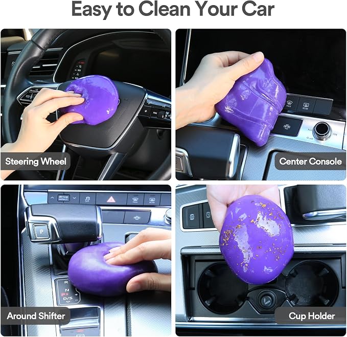 PULIDIKI Car Cleaning Gel Clean Putty Detailing Kit Car Interior Cleaner | Car Slime Cleaner Dust Cleaning Supplies Car Accessories Car Gifts for Men Women Purple (2Pack)