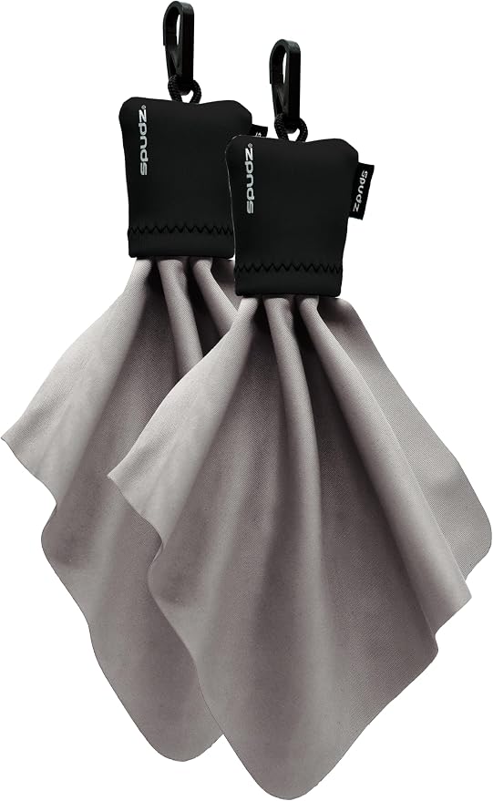 SPUDZ Classic Microfiber Lens Cleaner – Clip-On Pouch, Washable – for Binoculars, Scopes, Glasses, Screens | Classic | Black, 6 x 6 Inch (2-Pack)