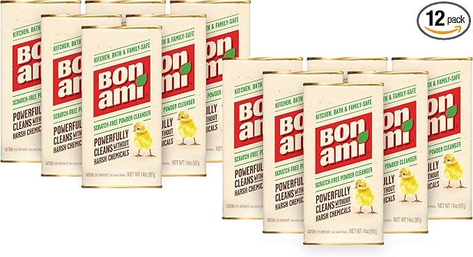 BON AMI Powder Cleanser for Kitchens & Bathrooms - All types of Surfaces, Cleans Grime & Dirt, Polishes Surfaces, Absorbs Odors (12 Pack)