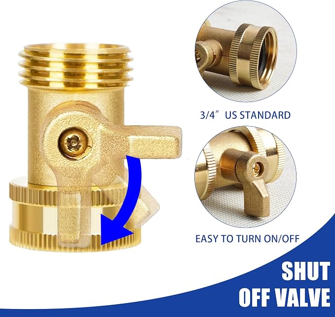 Hourleey 2 Set Heavy Duty Brass Hose Nozzle, Pressure Jet Nozzle with Hose Shutoff Valve, 3/4" GHT Nozzles for Garden Hose, Car Wash, Extra 4 Rubber Washers