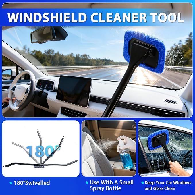 THINKWORK Car Cleaning Kit Car Detailing Kit,Car Cleaning Kit Interior Cleaner with High Power Blue Handheld Vacuum Cleaner,Brush Sets,Windshield Cleaner and Storage Bag,Car Accessories,Car Gift Set