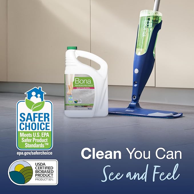 Bona Multi-Surface Floor Cleaner Refill - 96 fl oz - Unscented | Refill Spray Mops and Spray Bottles - Residue-Free Floor Cleaning Solution for Stone, Tile, Laminate, and Vinyl Floors