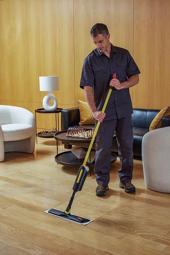 Rubbermaid Commercial Products HYGEN Disposable Microfiber Pad for Quick Connect Mop System, 8 Count, for 18" Frame, with Scrubbing/Scouring Stripes, Multisurface, for Dry and Wet Cleaning, 2182496