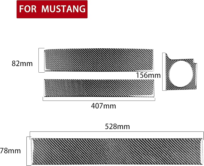 Real Carbon Fiber Trim for Ford Mustang GT Shelby Accessories | for 2005 2006 2007 2008 2009，Co-pilot Instrument Panel Cover，Thick Overlay Sticker Decal，4PCs