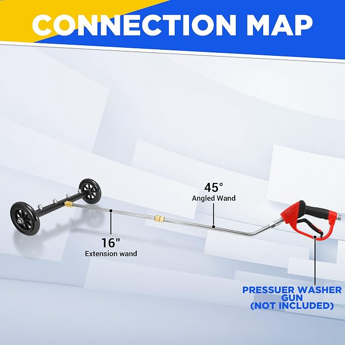 Tool Daily Pressure Washer Undercarriage Cleaner 16 Inch, 2 Extension Wands | Undercarriage Pressure Washer Attachment, Under Car Wash, 1/4" Quick Connect, 4000 PSI