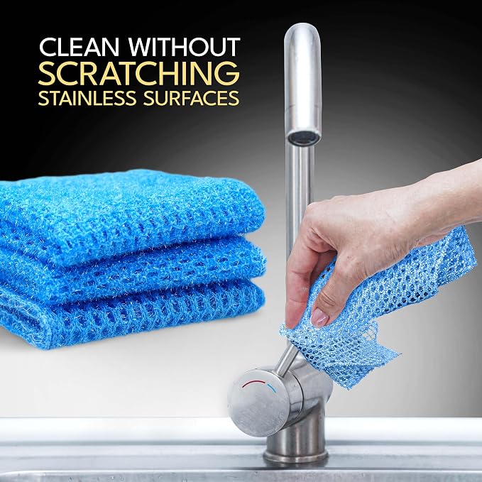 Non Scratch Dish Scrubbers for Cleaning Dishes (1PK) - Reusable Kitchen Sponge - Replace Dish Sponges for Washing Dishes - Best Household Scrubbing Pad & Alternative Dishwashing Scrub Pads Supplies