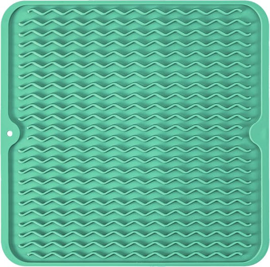 Silicone Dish Drying Mat for Multiple Usage, Easy clean, Eco-friendly, Heat-resistant Dish Drainer Mat for Kitchen Counter,Sink,Refrigerator or Drawer liner (12" x 12", Green)