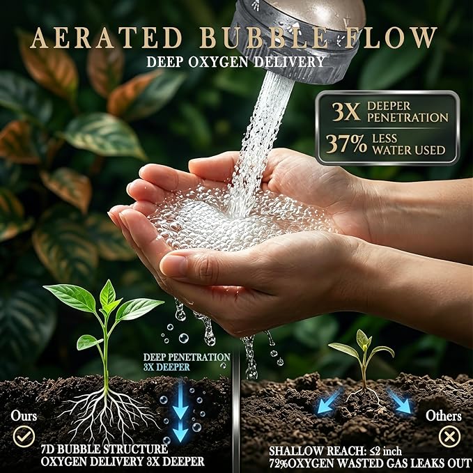Garden Hose Nozzle Heavy Duty Metal Water Hose Sprayer | Heavy Duty Metal Spray Nozzle With Thumb Control. Japanese-style Design & 8 Spray Patterns For Different Blooming Seasons