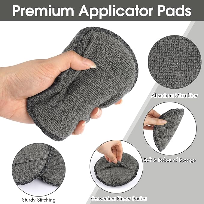10 Pack Wax Applicator Pads Microfiber with Finger Pocket for Car Wax | Foam applicator pad with finger pocket, Scratch-free waxing for cars & household, Machine washable & reusable