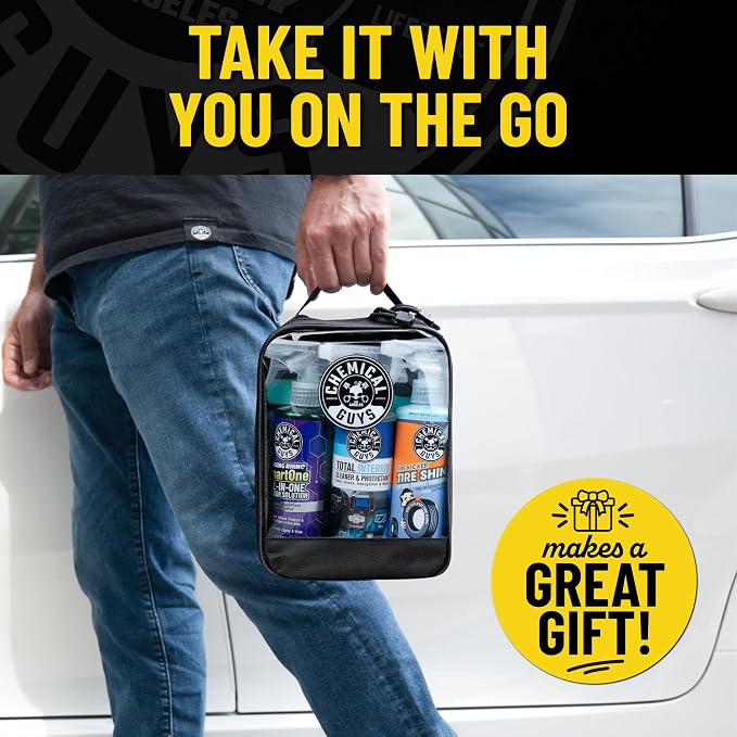 Chemical Guys, Raging Rhino Exterior, Interior & Tire Shine Kit | All-in-one exterior spray, interior cleaner, tire shine, microfiber towels and applicators in a storage bag, giftable set