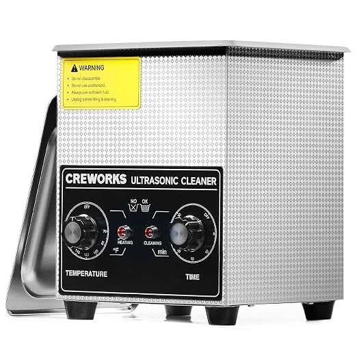 CREWORKS 2L Ultrasonic Cleaner with Heater & Timer, 60W 304 Stainless Steel Sonic Cleaner, 0.5 gal Compact Ultrasonic Parts Cleaner, Professional Lab Ultrasonic Cleaner for Jewelry Watch Coin Glasses