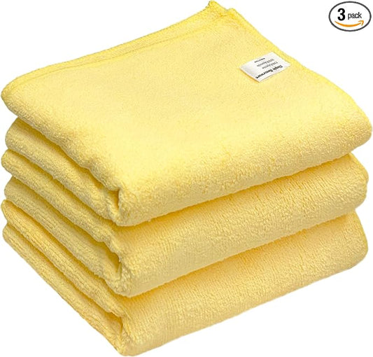 Simple Houseware 16" x 24" Microfiber Cleaning Towels, Heavy Duty 3 Pack | 325 GSM Reusable for Home, Kitchen and Car