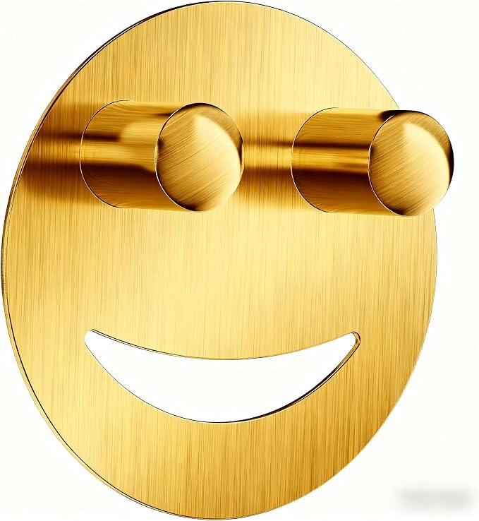 Yoshiky Stainless Steel Smiley Face Sponge Holder, Silver Sink Caddy Organizer Storage with Suction Cup for Kitchen, Kitchen Accessories Decor Scrubber-Gold