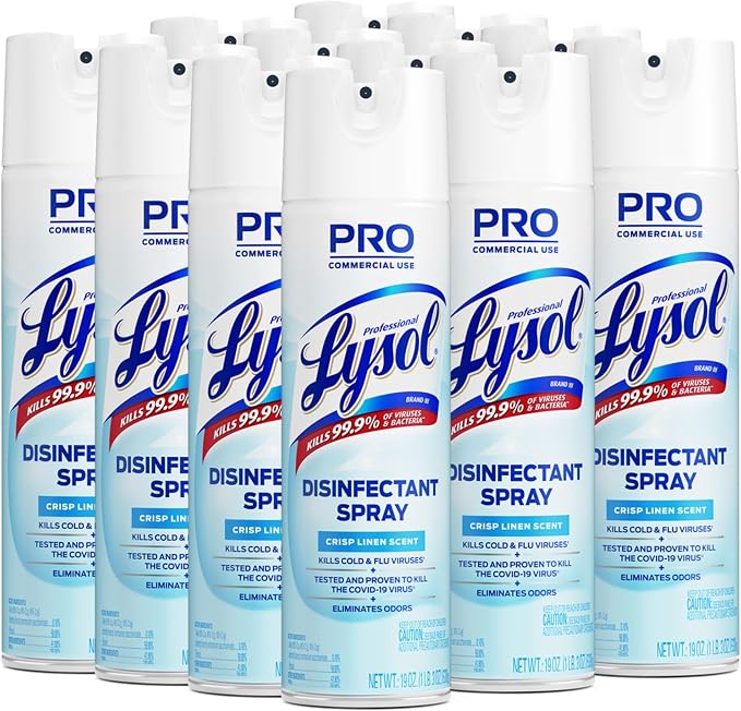 Lysol Professional Disinfectant Spray, Crisp Linen, 228oz (12X19oz)