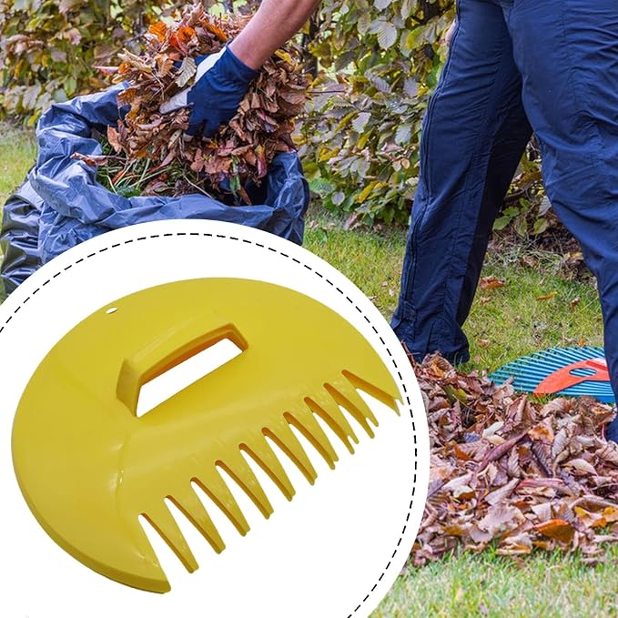 Leaf Grabbers Handheld Lightweight Multifunctional Gardening Tool Hand Rakes for Yard Lawn Debris, Round Yellow