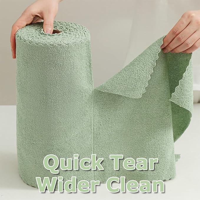 Jessy Home 80 Pack Microfiber Cleaning Cloth Roll Reusable Paper Towels 12"x12" Tear Away Cloth, Microfiber Towels for Cars, Wash Cloths, Lint Free Rags for House, Kitchen,Window,Cleaning Supplies