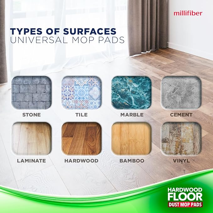 Millifiber Floor Duster Refills 15x8 Inches, 3-Pack (Mop Not Included) | Reusable microfiber duster covers, replacement heads, hair & dust mopping cloths