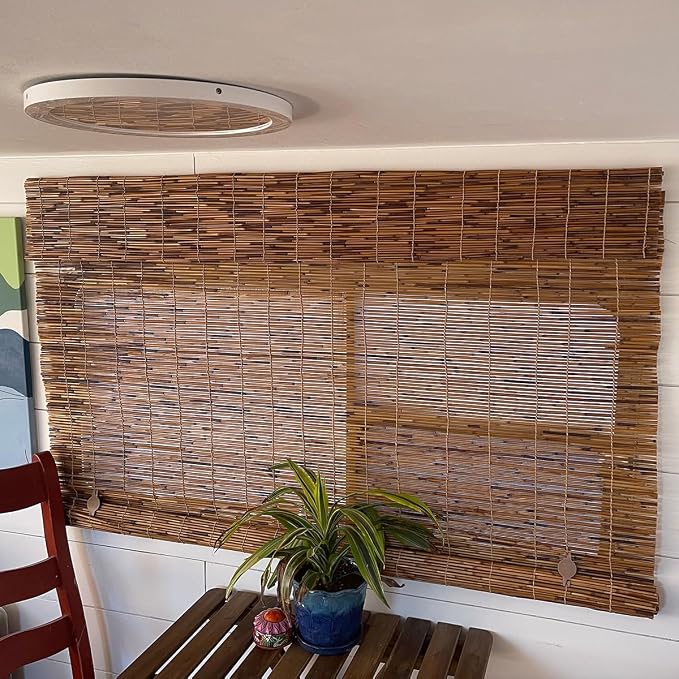 Privacy Bamboo Blinds Treatment Outdoor Patio Window Shade Roller Shades for UV Protection Matchstick Blinds Indoor Roman Shades Roll Up Shades Cordless Shutters (Size : 43 inch W x 84 inch H)