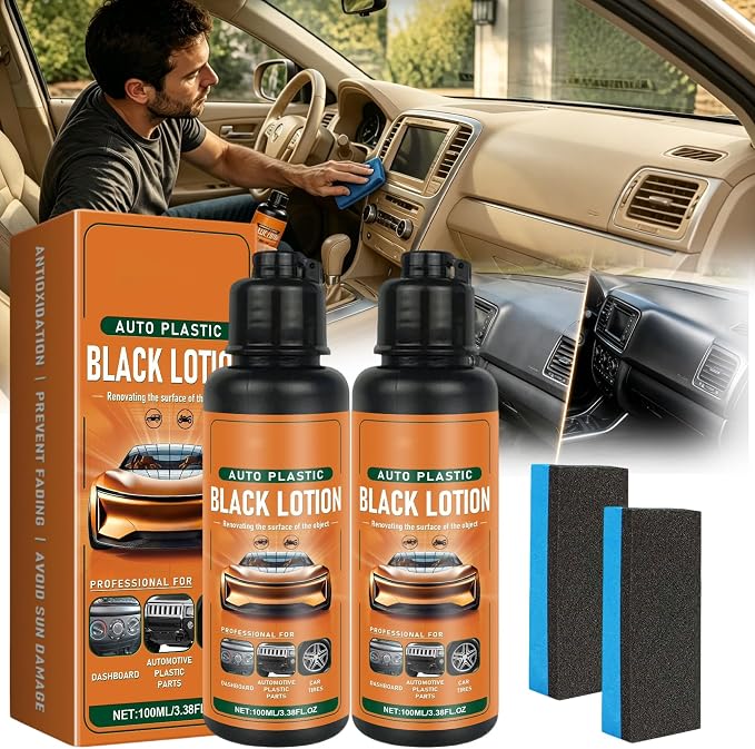 Auto Plastic Restorer Kit - Plastic Restorer Kit for Car, Auto Plastics Black Lotion (2PCS)