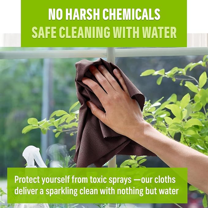 E-Cloth Window and Glass Cleaner Kit, Just Add Water - 1 Kit | Chemical-Free Cleaning - Reusable & Machine Washable Towel, Versatile Use for Mirrors, Cars, & Lenses, Winter Green