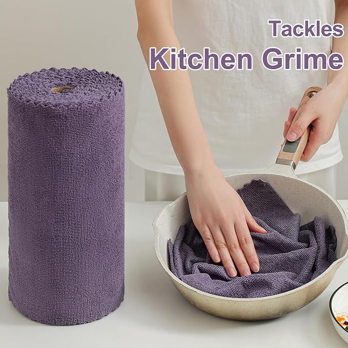 Jessy Home 80 Pack Microfiber Cleaning Cloth Roll Reusable Paper Towels 12"x12" Tear Away Cloth, Microfiber Towels for Cars, Wash Cloths, Lint Free Rags for House, Kitchen,Window,Cleaning Supplies