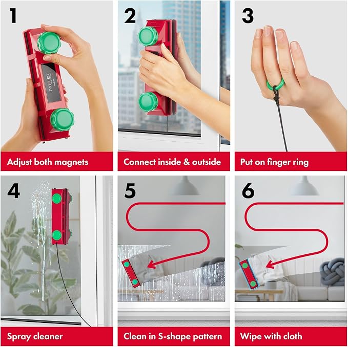 Tyroler The Glider D-4 Magnetic Window Cleaner Tool Fits Windows 0.08"-1.6" | | Double Sided Outside Window Cleaner Tool Fit Windows 0.08"-1.6" Thick | Magnet Window Cleaner Tool, Magnetic Glass Cleaners