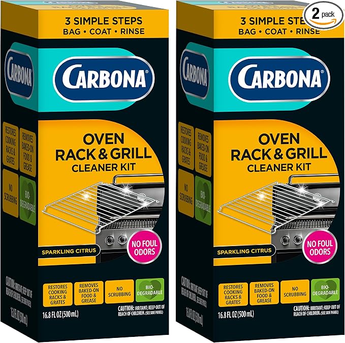 Carbona Oven Rack & Grill Cleaner | Eliminates Thick Grease & Build-Up | Griddle & BBQ Cleaning Solution | 16.8 Fl Oz, 2 Pack