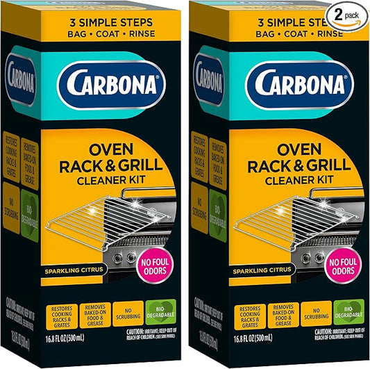 Carbona Oven Rack & Grill Cleaner | Eliminates Thick Grease & Build-Up | Griddle & BBQ Cleaning Solution | 16.8 Fl Oz, 2 Pack